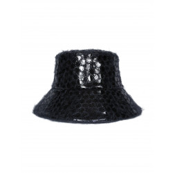 Chapeau type bucket hat en coir avec mohair