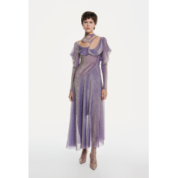 Lavender dress with asymmetrical cutouts