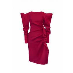 Red dress with draping
